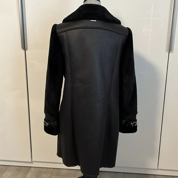 DKNY Wool Faux Fur Long Coat Zipper Closure, Size S - Picture 4 of 14